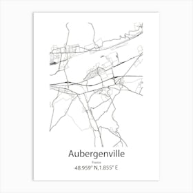 Aubergenville,France Minimalist Map Art Print