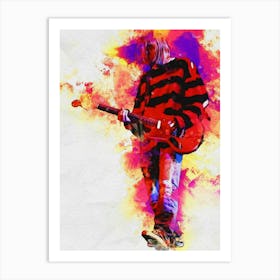 Smudge Of Portrait Kurt Cobain With Red Jacket Art Print