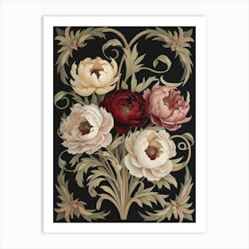 Peonies In A Vase William Morris Style Art Print