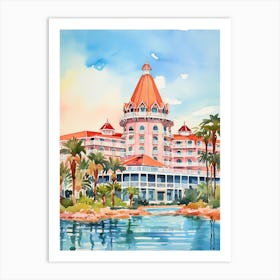 Hotel Del Coronado   Coronado, California   Resort Storybook Illustration 3 Art Print