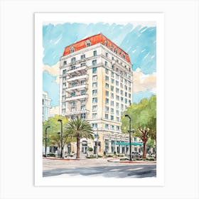 The Post Oak Hotel At Uptown Houston   Houston, Texas   Resort Storybook Illustration 4 Art Print