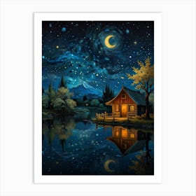 Night By The Lake 12 Art Print