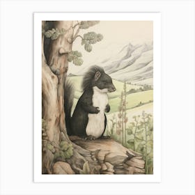 Storybook Animal Watercolour Skunk 2 Art Print