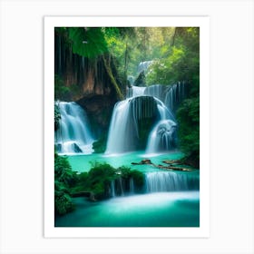 Erawan Falls, Thailand Realistic Photograph  (1) Art Print