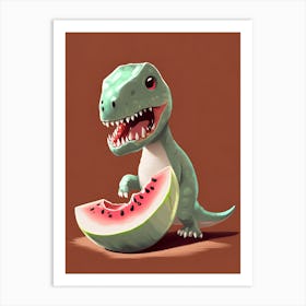 Dino eat melon - How to be vegetarian 3 Art Print