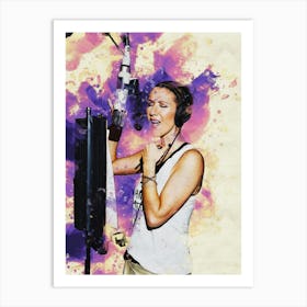 Smudge Of Portrait Celine Dion In Recording Studio Art Print