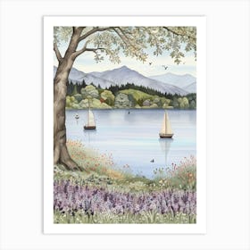 Sailboats On The Lake Art Print