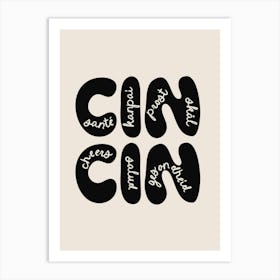 Cin Cin Cream Black Art Print