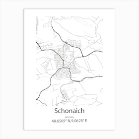 Schonaich,Germany Minimalist Map Art Print