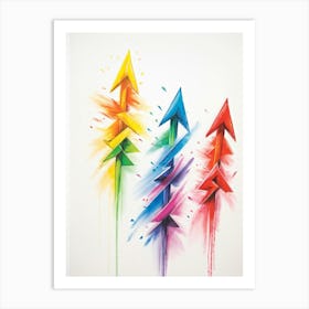 Arrows Composed Of Chalk And Crayon Strokes Floating Whimsically Against A Stark White Background (3) Art Print