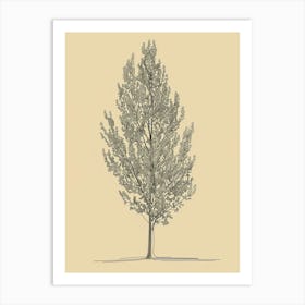 Poplar Tree Minimalistic Drawing 3 Art Print