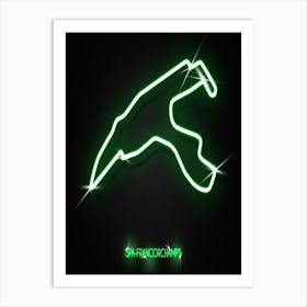 Spa Francorchamps Belgium F1 Track neon Art Print