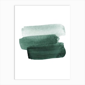 Green Watercolor Strokes Art Print