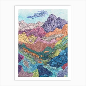 Colourful Mountain Illustration Poster Art Print 7 Art Print