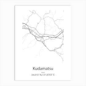 Kudamatsu,Japan Minimalist Map Art Print