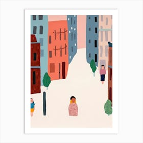 San Francisco, California Scene, Tiny People And Illustration 2 Art Print