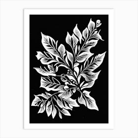 Barberry Leaf Linocut 1 Art Print