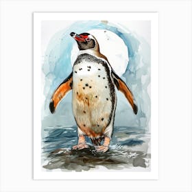 Humboldt Penguin Isabela Island Watercolour Painting 3 Art Print