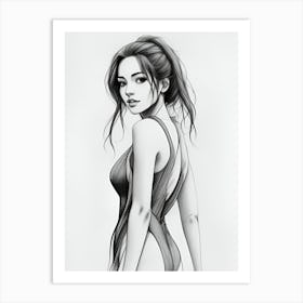 Lady In A Swimsuit Art Print