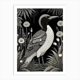 Bird Linocut Common Loon 6 Art Print