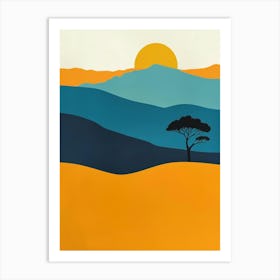 Sunset In The Savannah Art Print