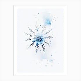 Unique, Snowflakes, Minimalist Watercolour 3 Art Print