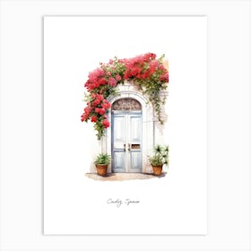 Cadiz, Spain   Mediterranean Doors Watercolour Painting 3 Poster Art Print