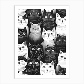 Perfectly Repeatable Artwork With Cute Cat Faces 66 Art Print