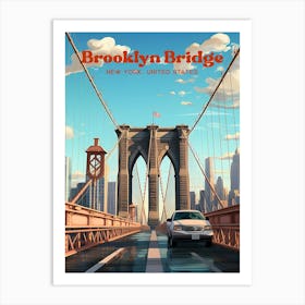 Brooklyn Bridge New York Urban Travel Art Art Print