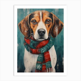 Beagle Wearing A Christmas Art Print