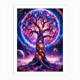 Neon Fantasy Tree Art Print