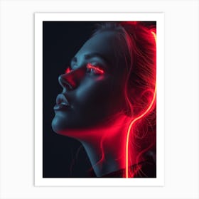 Glowing Enigma: Darkly Romantic 3D Portrait: Neo-Noir Art Print