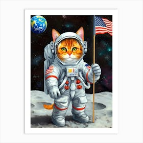 Cat On The Moon Art Print