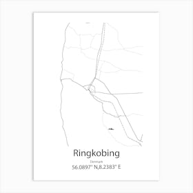 Ringkobing,Denmark Minimalist Map Art Print