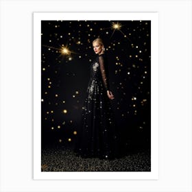 A Cosmic Scene Capturing The Night Sky Aglow With Glittering Stars And A Dusting Of Sparkling Galaxi (1) Art Print