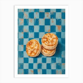 Crumpets Blue Checkerboard Art Print