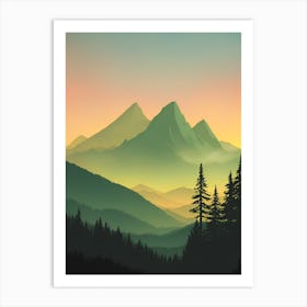 Misty Mountains Vertical Composition In Green Tone 74 Art Print