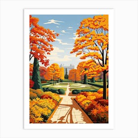 Schonbrunn Palace Gardens, Austria In Autumn Fall Illustration 1 Art Print