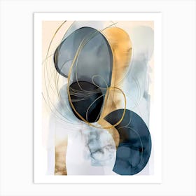 Abstract Painting blue and gold Art Print