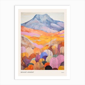 Mount Ararat Turkey 2 Colourful Mountain Illustration Poster Art Print