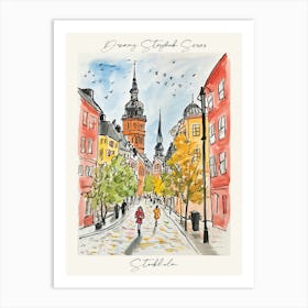 Poster Of Stockholm, Dreamy Storybook Illustration 1 Art Print