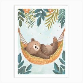 Sloth Bear Napping In A Hammock Storybook Illustration 2 Art Print