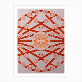 Geometric Abstract Glyph Circle Array in Tomato Red n.0263 Art Print