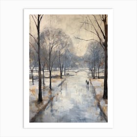 Winter City Park Painting Karlsaue Park Kassel 2 Art Print