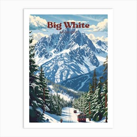 Big White Snow Digital Travel Illustration Art Print