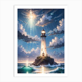 A Lighthouse In The Middle Of The Ocean 42 Art Print