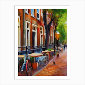 city of Amsterdam, Netherlands, streets, cafes, passing by, the beauty of summer, oil colors..44 Art Print