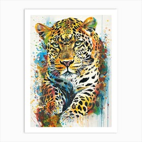 Leopard Colourful Watercolour 4 Art Print
