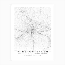 Winston Salem North Carolina Usa White Map Póster