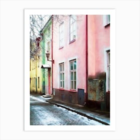 Winter Cobbled Street Tallin Art Print